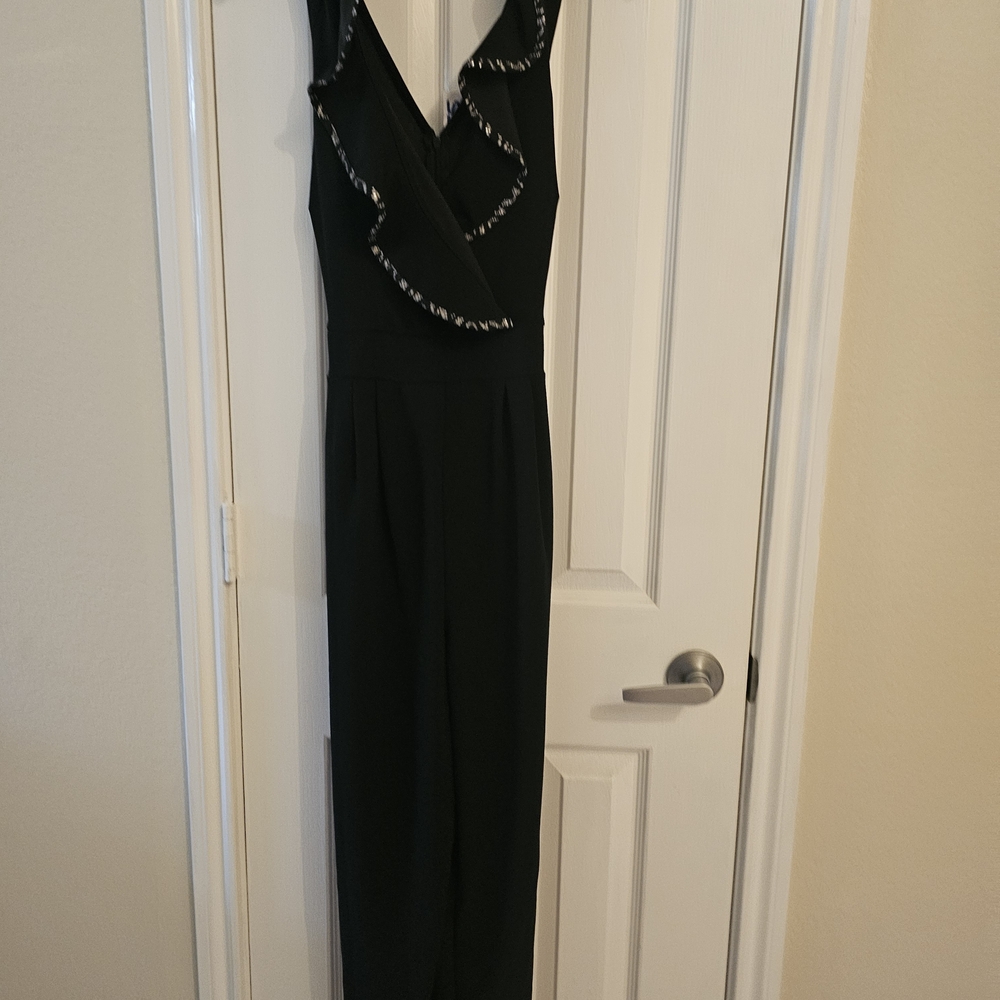 Wrapper Black Jumpsuit with Tie Detail